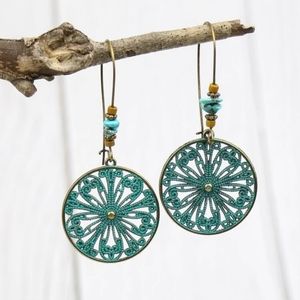 Brushed Bronze Bohemian Style Earrings